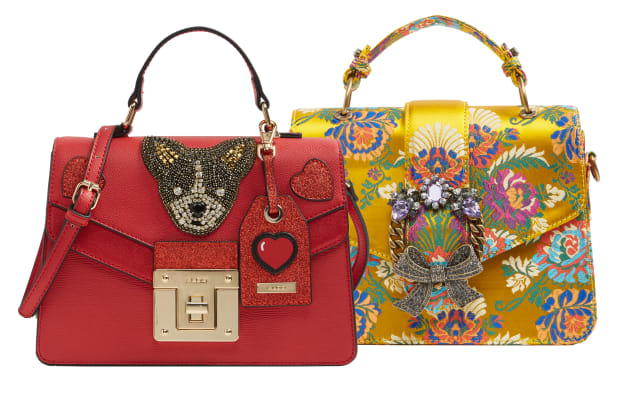 Chiappini red purse $60 and Telawen embroidered purse $22.98 at Aldo and aldoshoes.com