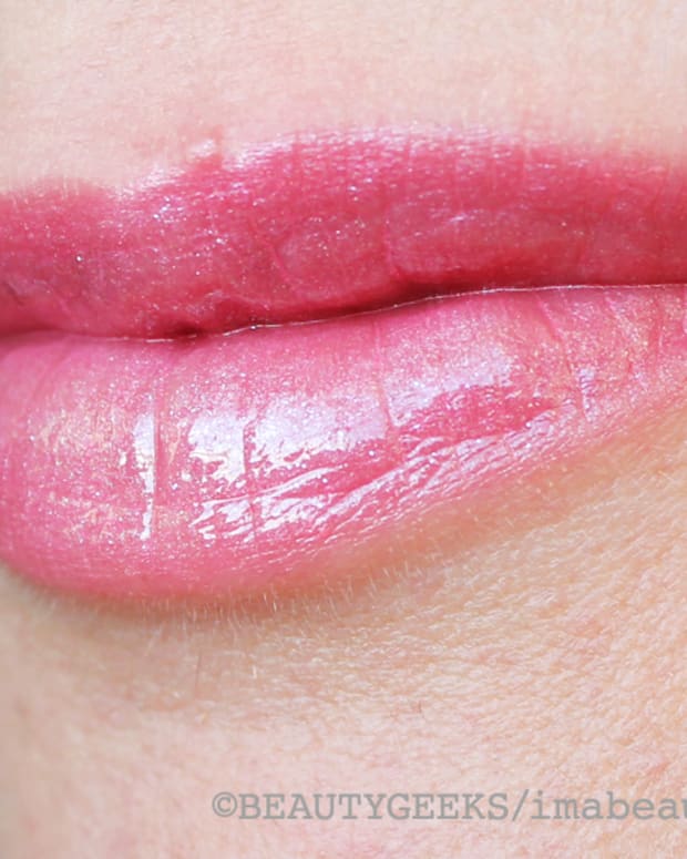 Lise Watier Rose Tendresse Lipstick plus Sparkle of Hope Gloss swatched