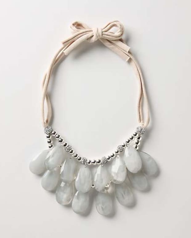 Anthropologie metal_acrylic_cotton jersey Stormy Sea bib necklace in Blue Motif $52.85 CAN $48 US