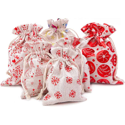 burlap gift pouches 24 drawstring bags two sizes diy advent calendar