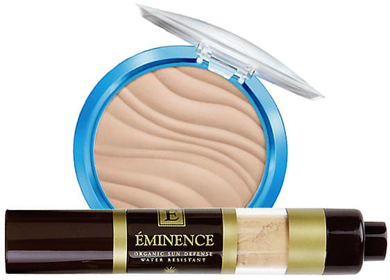 Physician's Formula Mineral Wear Talc Free Airbrushed Pressed Powder and Eminence Organic Sun Defense SPF 30 mineral powder