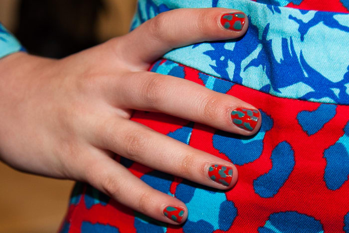 camo animal print nail art in Essie Meet Me at Sunset and Naughty Nautical
