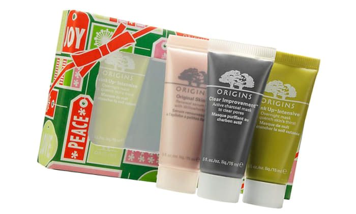 Origins Task Maskers: Original Skin Serum with Willowherb, Clear Improvement Active Charcoal Mask and Drink-Up Intensive Overnight Mask