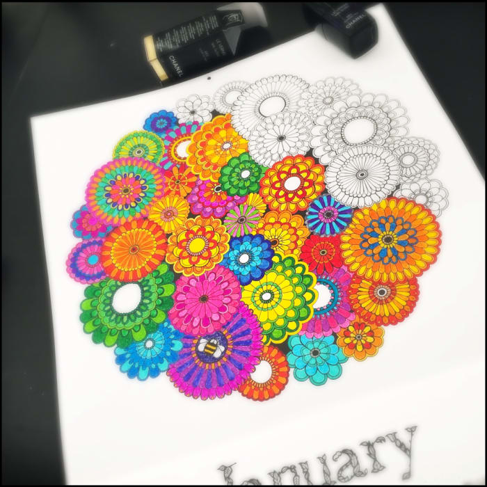 January Secret Garden Coloring Calendar 2016 Johanna Basford
