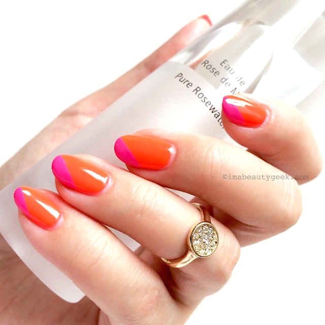 Chantecaille Eau de Rose de Mai Pure Rosewater mist – beyond lovely. Mani by Leeanne Colley at Tips Nail Bar; ring, Joe Fresh.