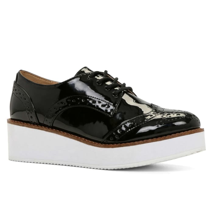 Aldo TABORRI flatform patent brogues ($70 CAd and $70 USd at aldo.com) – they also come in gold.
