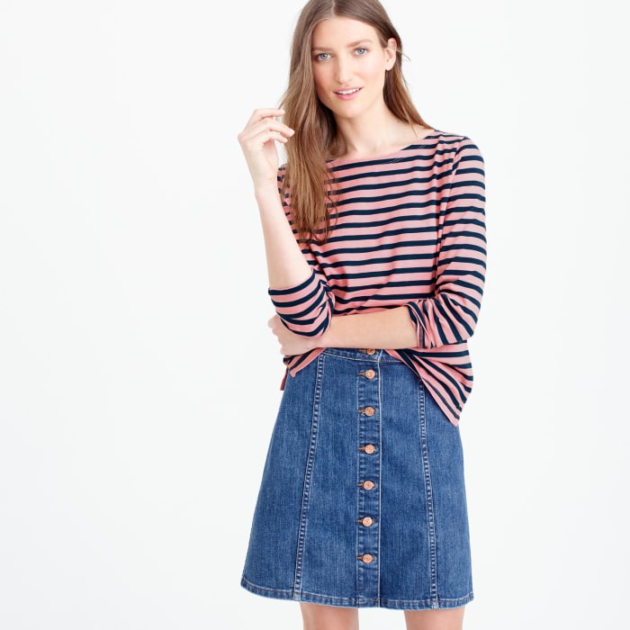jcrew peony caravan blue striped boatneck