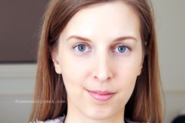 Gillian after Carly has added a little makeup to the inner corners of her brows to make them appear a bit closer together. See how the tiny adjustment subtly alters Gillian's look?