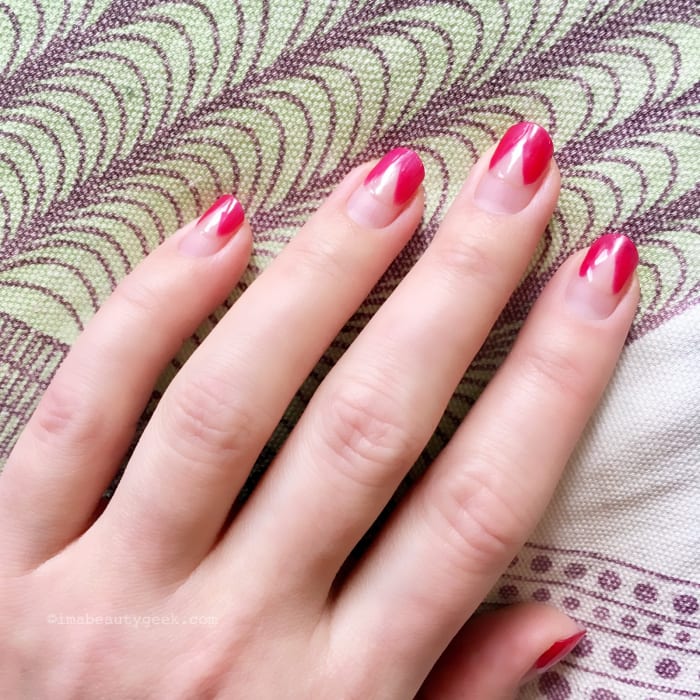 Although I'm cringing at showing you my regrowth, or that I CUT my nails a week ago and still haven't refined the shape or touched up with at least a regular top coat polish, I've posted this shot to show you how shiny and chip-free my colour is as of January 19th, just shy of eight weeks after application.