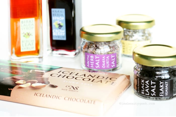 Supermarket finds: Icelandic chocolate, black lava salt, birch leaf syrup and crow berry syrup – get these at the supermarket to take home for friends and family!