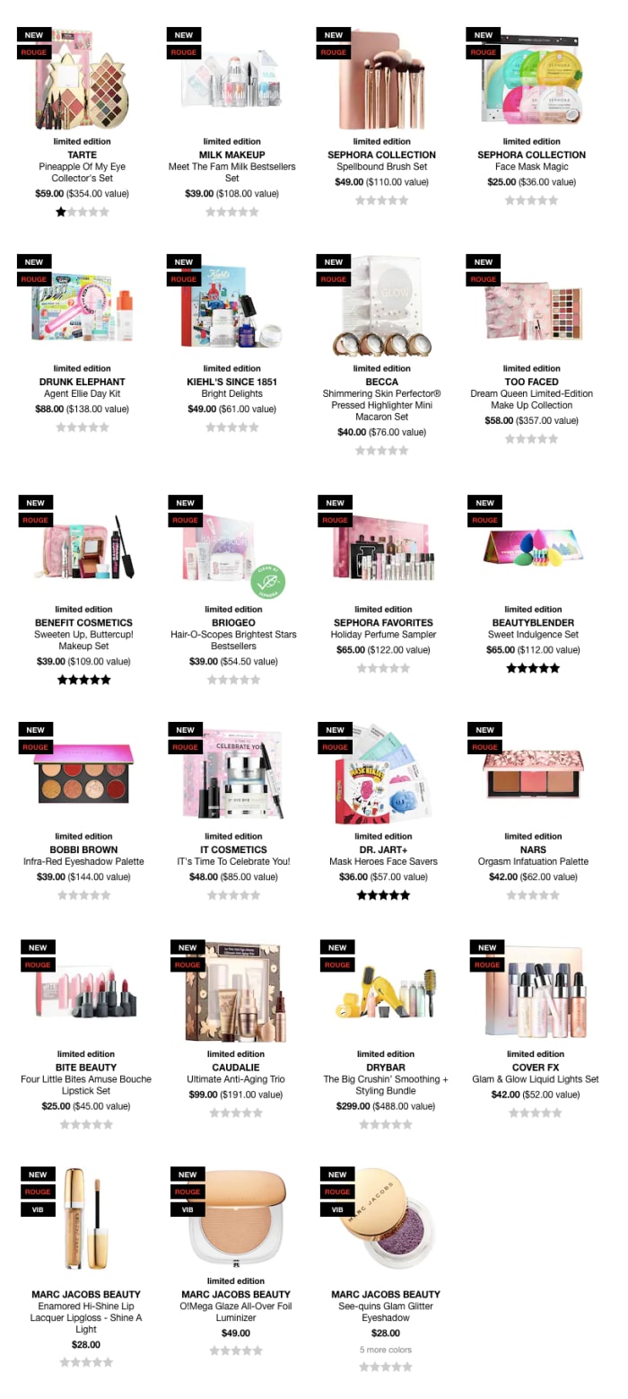 Holiday 2018 gift sets at Sephora USA online