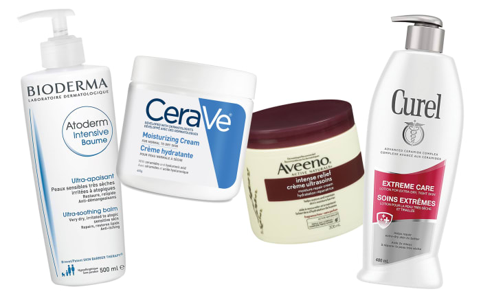 Atoderm Intensive Baume, CeraVe Moisturizing Cream, Aveeno Intense Relief and Curel Extreme Care all contain ceramides to help repair and reinforce skin's protective moisture barrier.