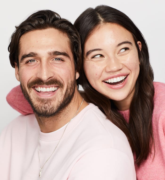 Models Gabriel and Teagan and their bare, un-retouched skin for Shopper's Drug Mart's Skin Celebrated campaign in January 2020