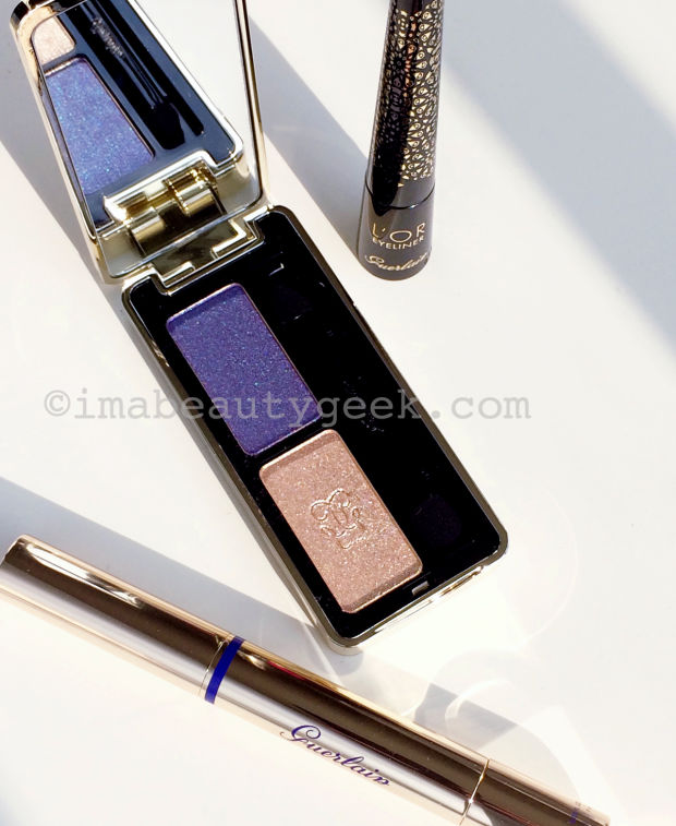 Guerlain holiday 2016 L'Or Eyeliner in Sparkling Gold, Ecrin Shalimar Eyeshadow Duo in Gold and Sapphire, and Precious Light Illuminator in Pink Pearl