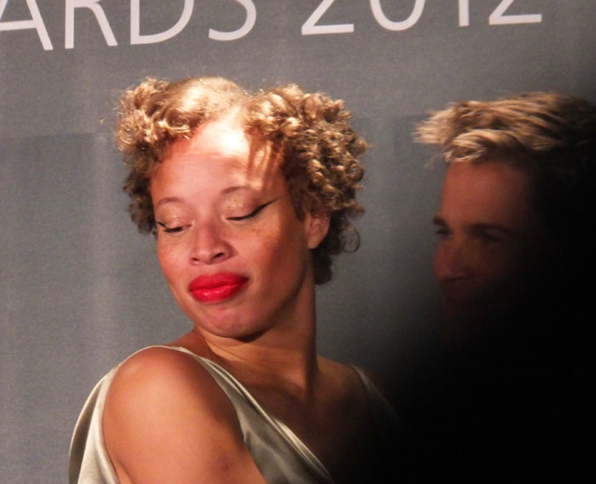 Stacey McKenzie (and Rob Lowe) onstage at the 2012 P&G Beauty & Grooming Awards in Toronto