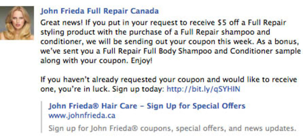 John Frieda Full Repair Facebook page