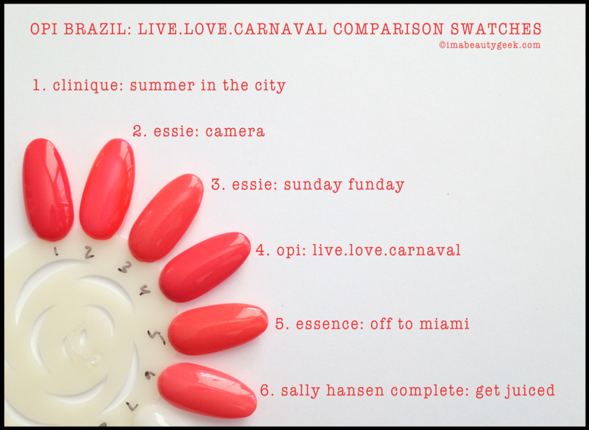 OPI Live Love Carnaval Comparison Swatches