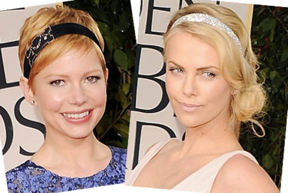 Michelle Williams_Charlize Theron_hairbands_Golden Globes