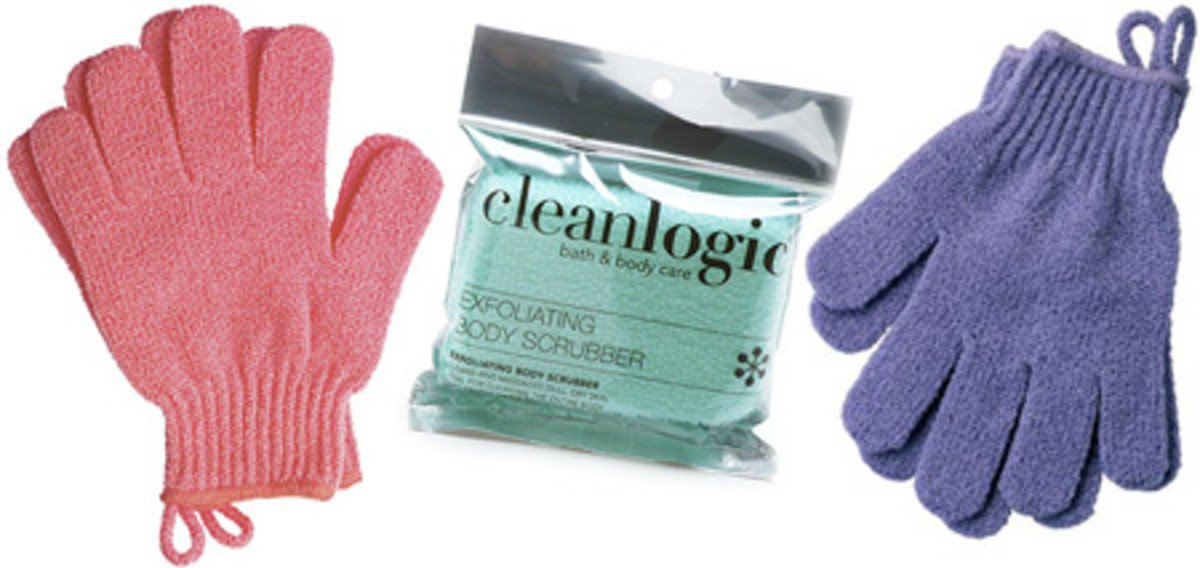 exfoliating bath mitts and scrubber