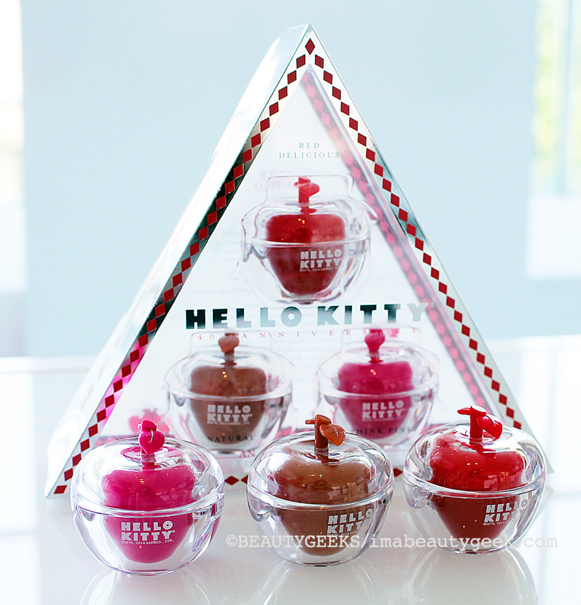 Hello Kitty Holiday 2014_40th Anniversary An Apple A Day Tinted Lip Balm Trio_Red Delicious_Natural_Think Pink