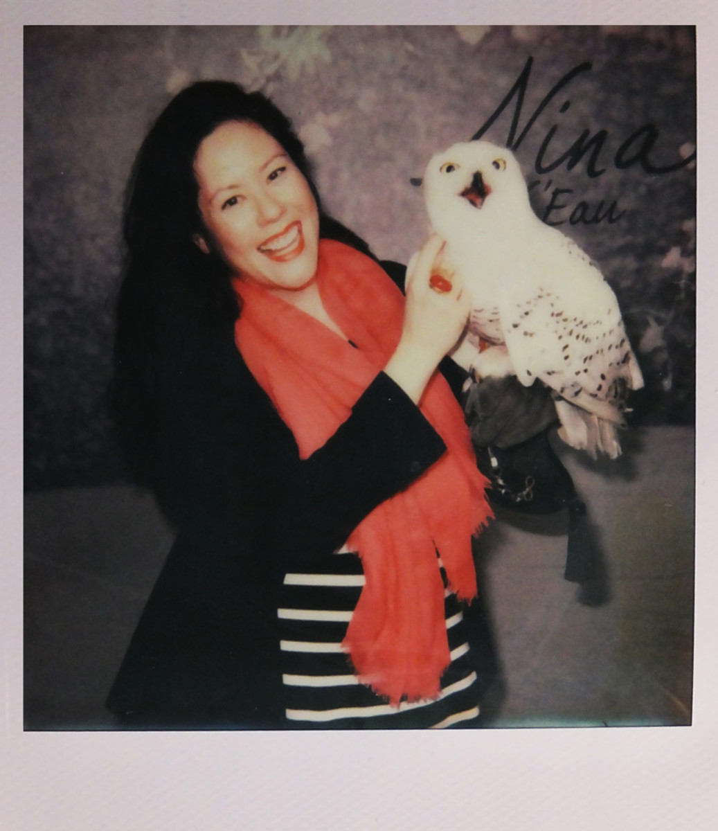 Janine Falcon_Paloma_snowy owl in Nina L'Eau commercial