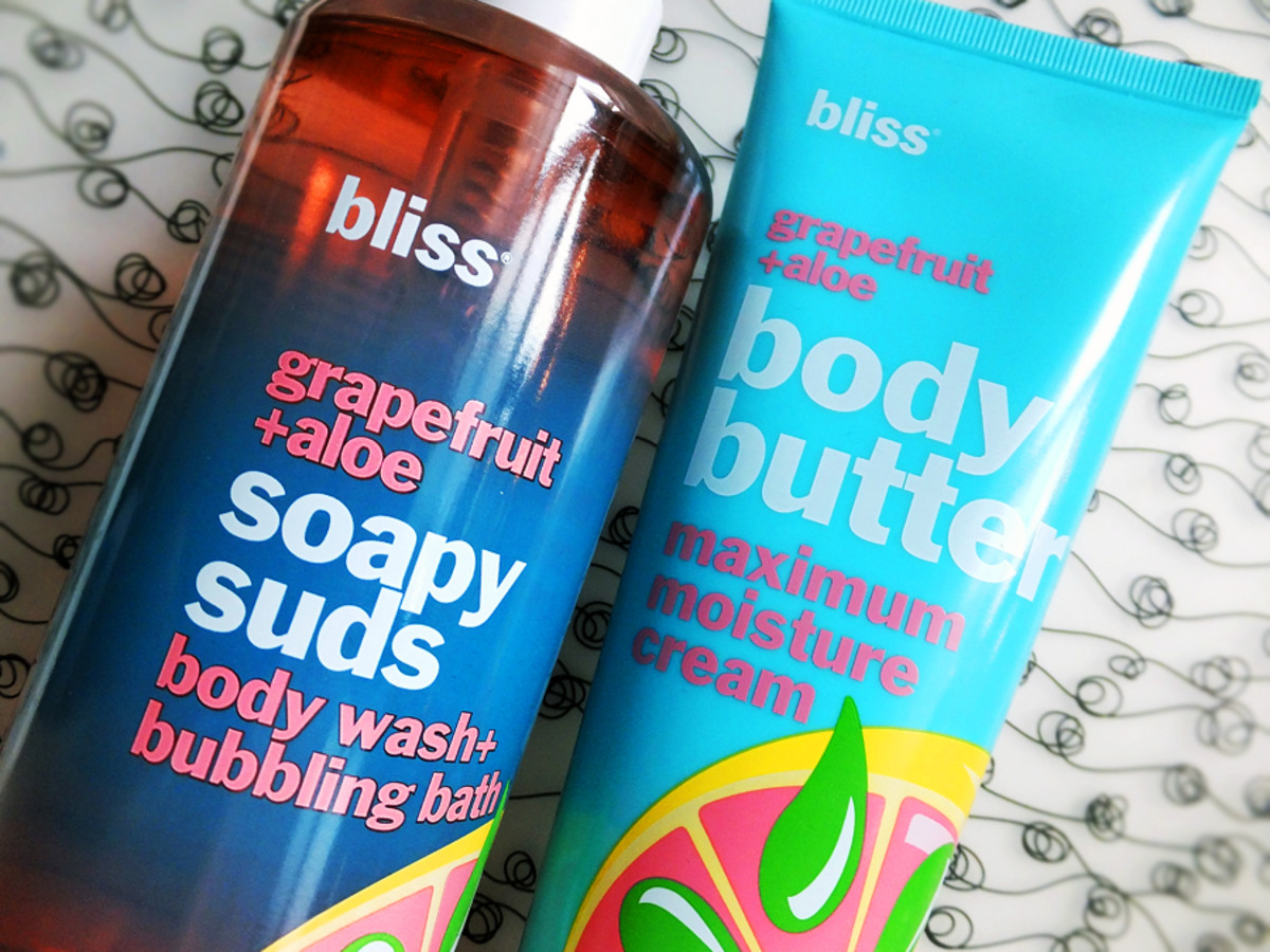 Bliss Grapefruit + Aloe Soapy Suds body wash and Body Butter