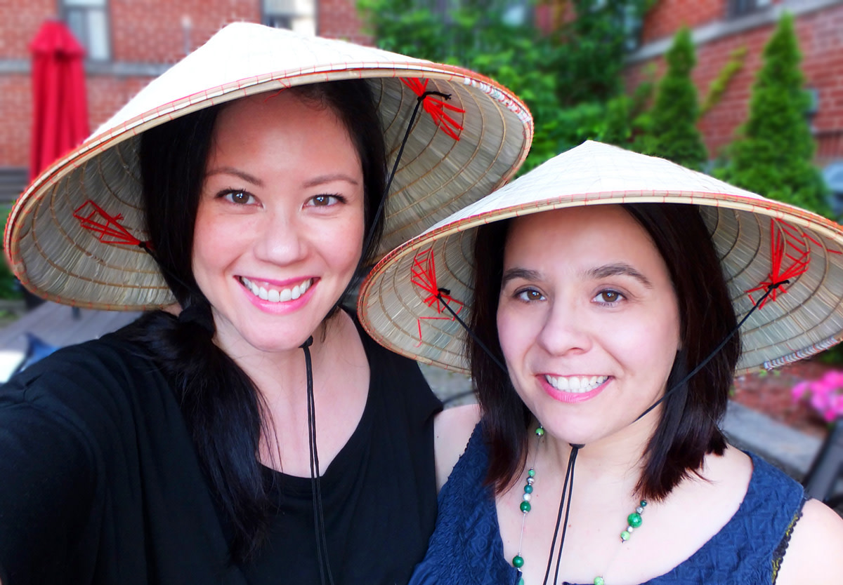 Janine and Angela_Chinese hats