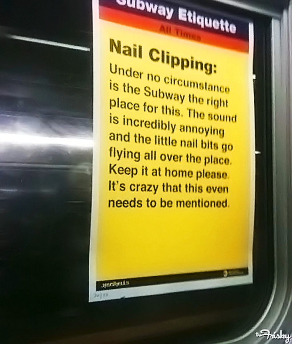 public grooming nail clipping subway etiquette poster_via The Frisky