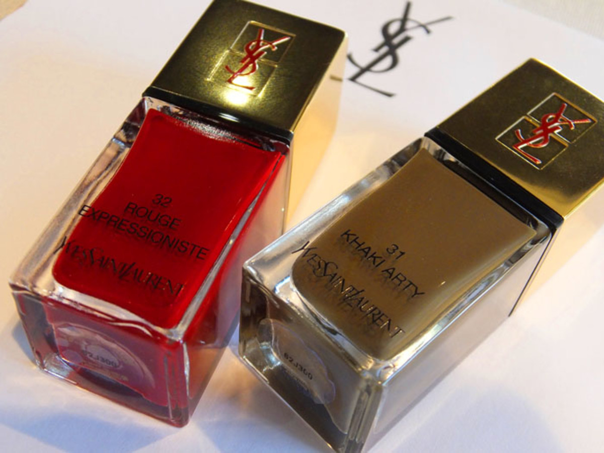 YSL La Laque Couture Nail Lacquer in 32 Rouge Expressioniste and 31 Khaki Arty_Fall 2012 makeup and nail polish