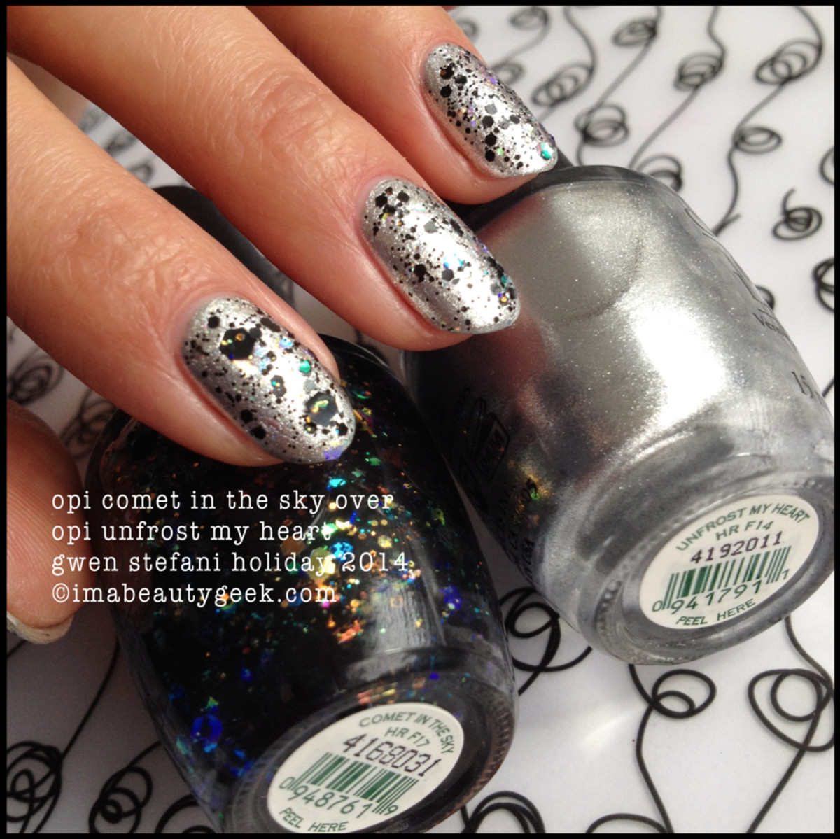 OPI Comet in the Sky over OPI Unfrost my Heart Gwen Stefani Holiday 2014