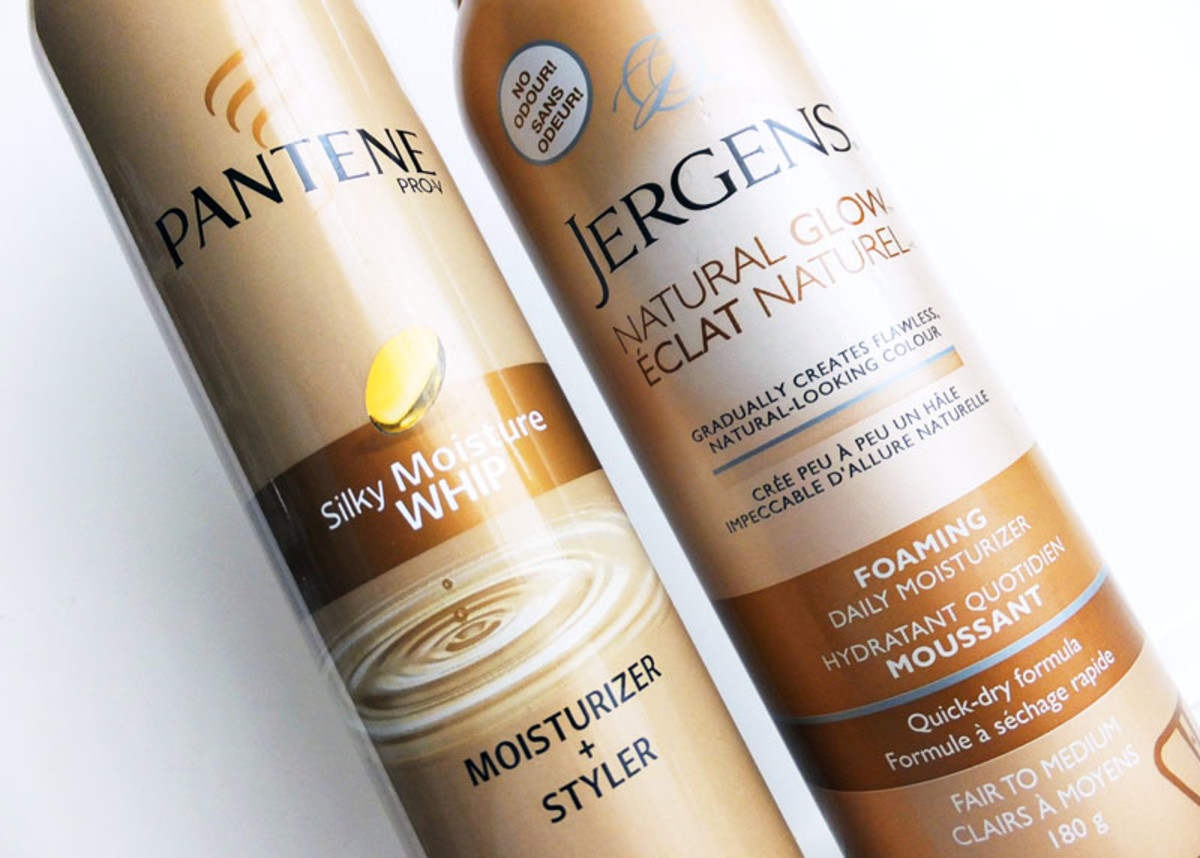Pantene Silky Moisture Whip and Jergens Natural Glow Foaming Daily Moisturizer