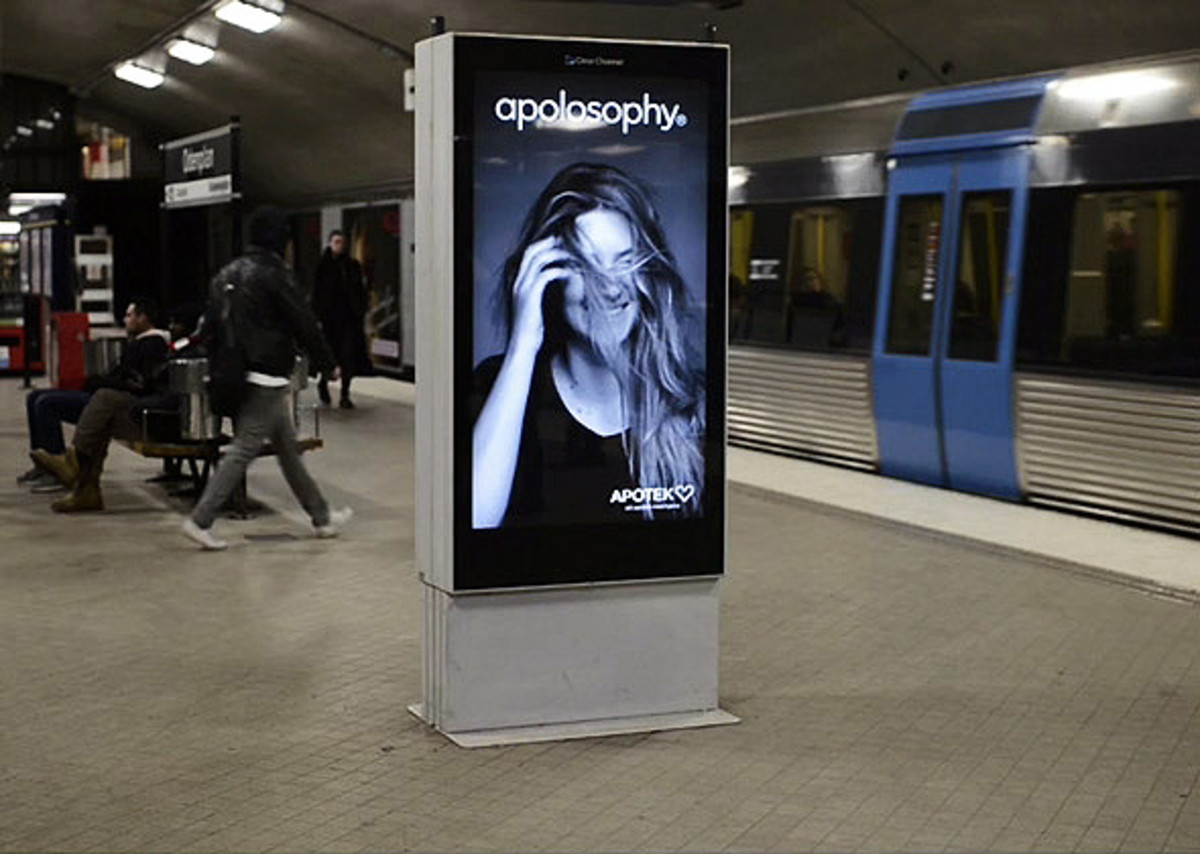 hair moves in subway ad when trains go by_still by Apotek Hjart