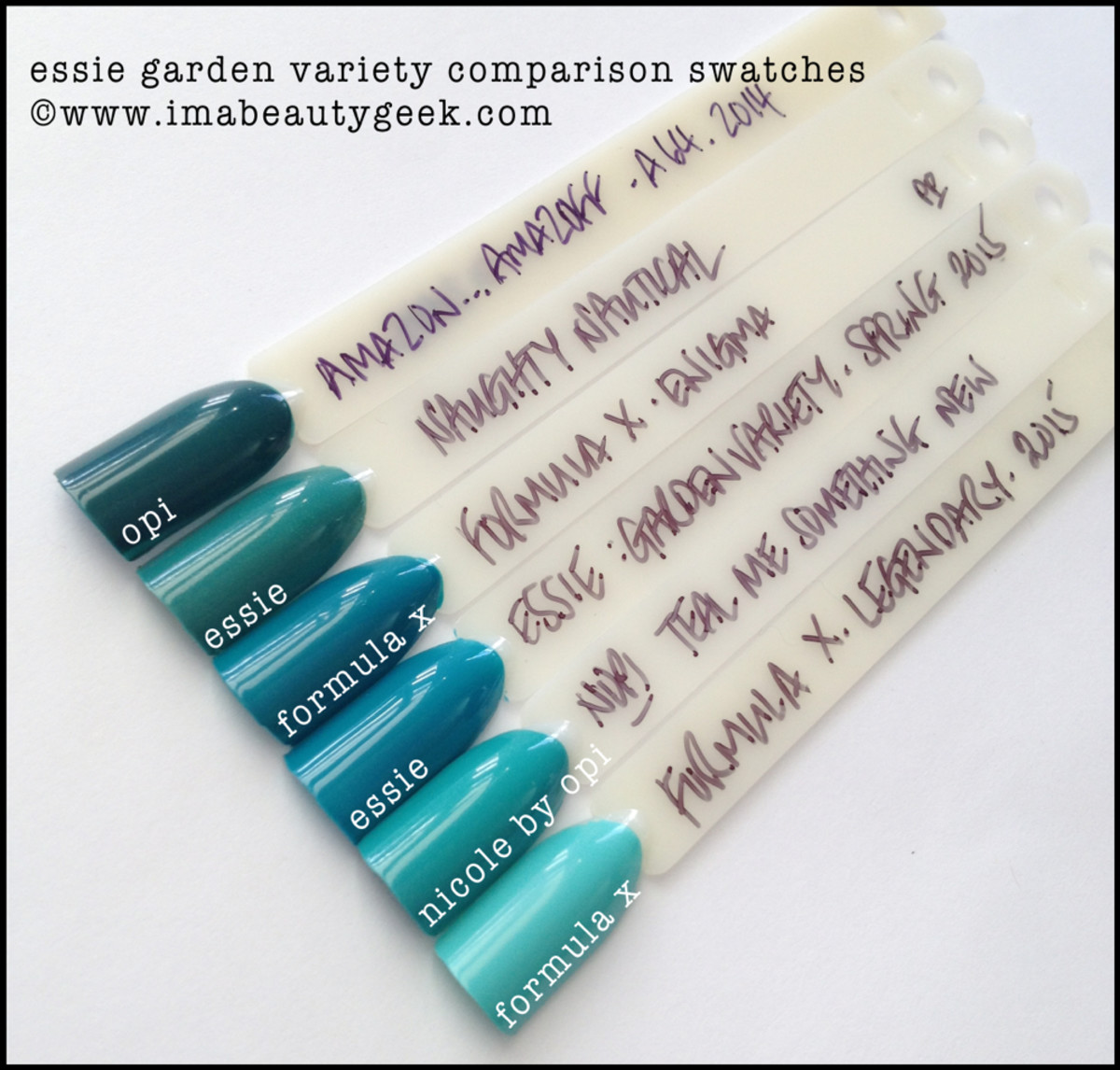 Essie Garden Variety Comparison Swatches