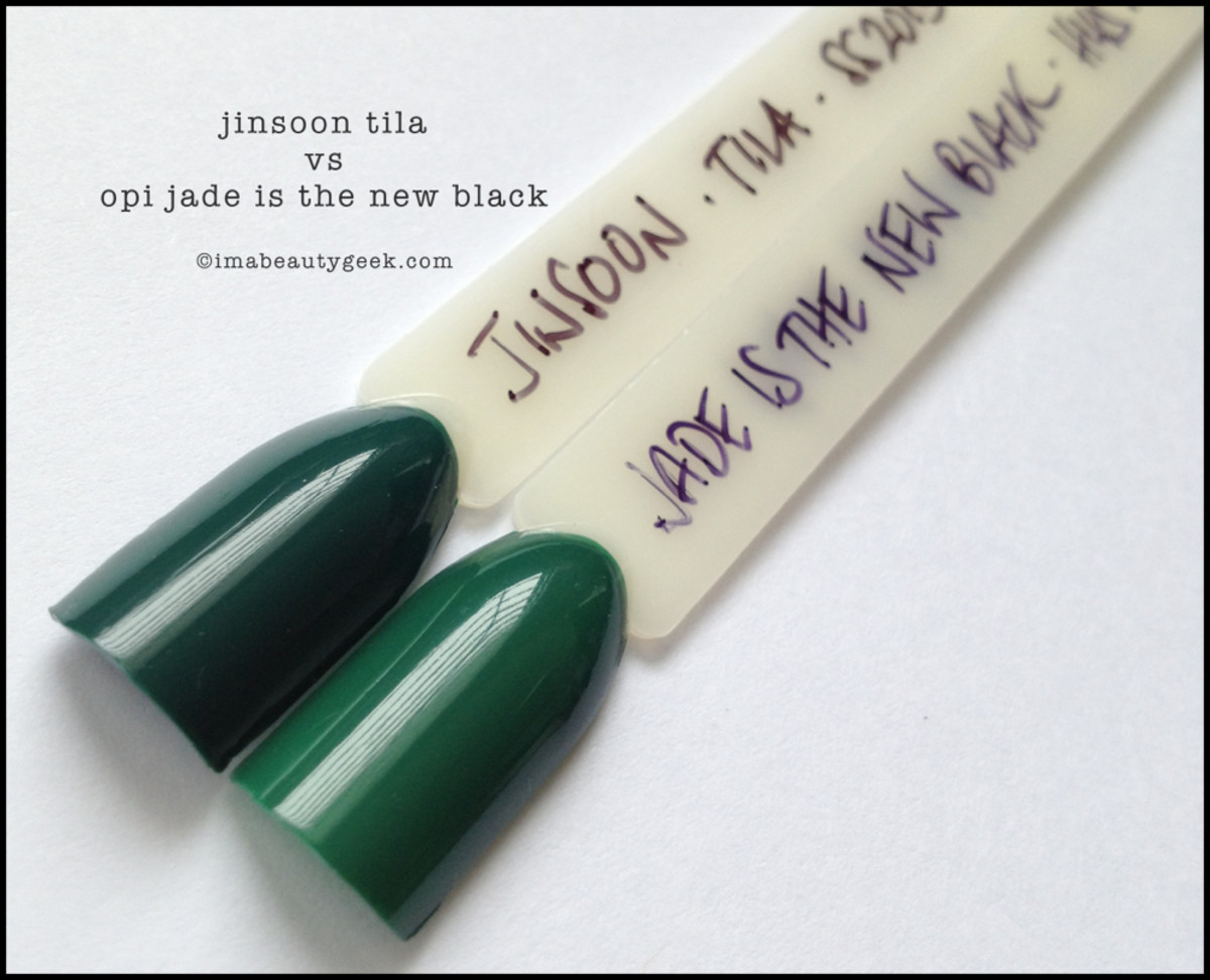 JinSoon Tila comparison OPI Jade is the New Black Beautygeeks