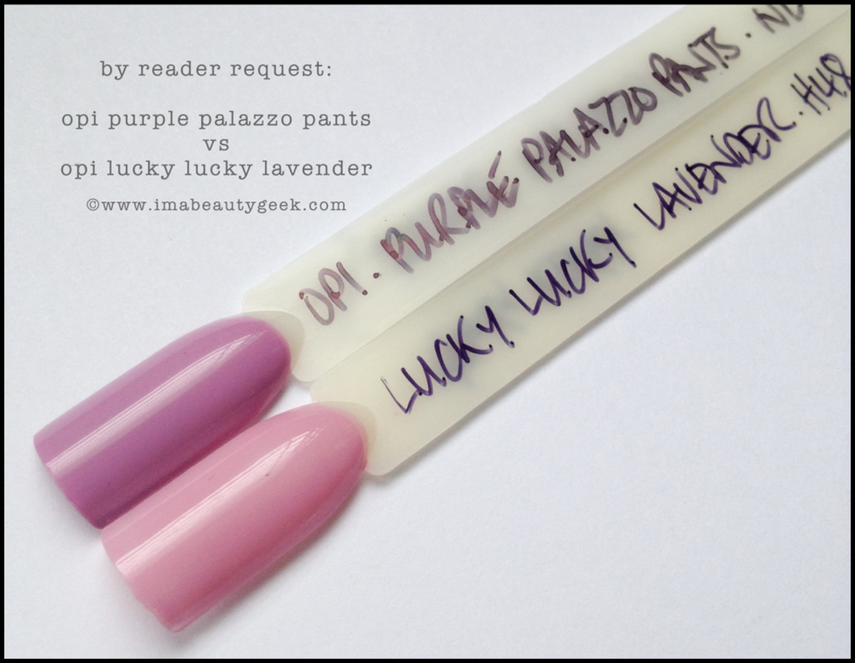 OPI Purple Palazzo Pants Comparison Swatch OPI Lucky Lucky Lavender