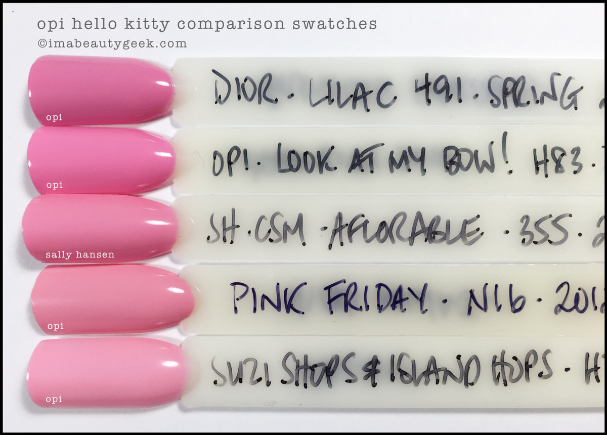 OPI Look at my Bow Comparison Swatches_OPI Hello Kitty Collection 2016