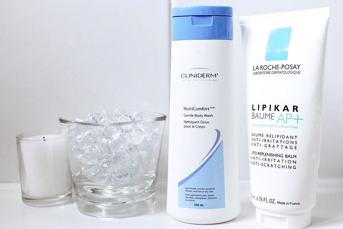 Eczema skincare: Cliniderm NutriComfort Gentle Body Wash has only a few ingredients; La Roche-Posay Lipikar Baume AP+ is rich, but has a light, lotion texture.