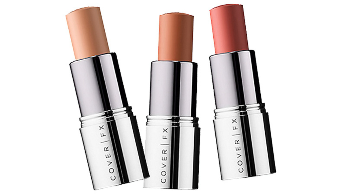 Cover FX Correct Stick for blue-toned circles and hyper-pigmentation in Peach, Orange and Brick