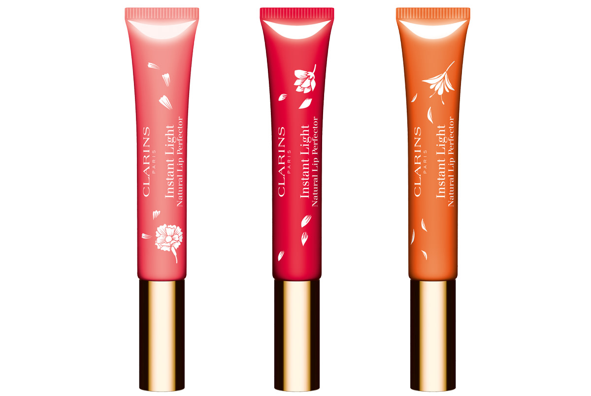 Clarins Instant Light Natural Lip Perfector in Pink Shimmer, Red Shimmer and Orange Shimmer