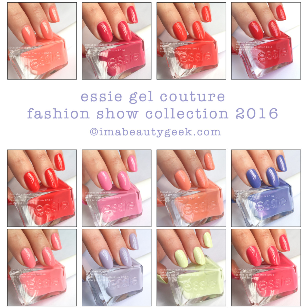 Essie Gel Couture nail polish: Fashion Show collection