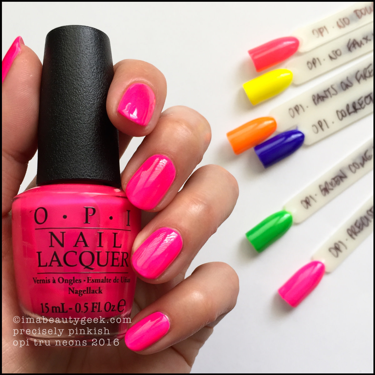OPI Precisely Pinkish_OPI Tru Neons 2016 Swatches Review
