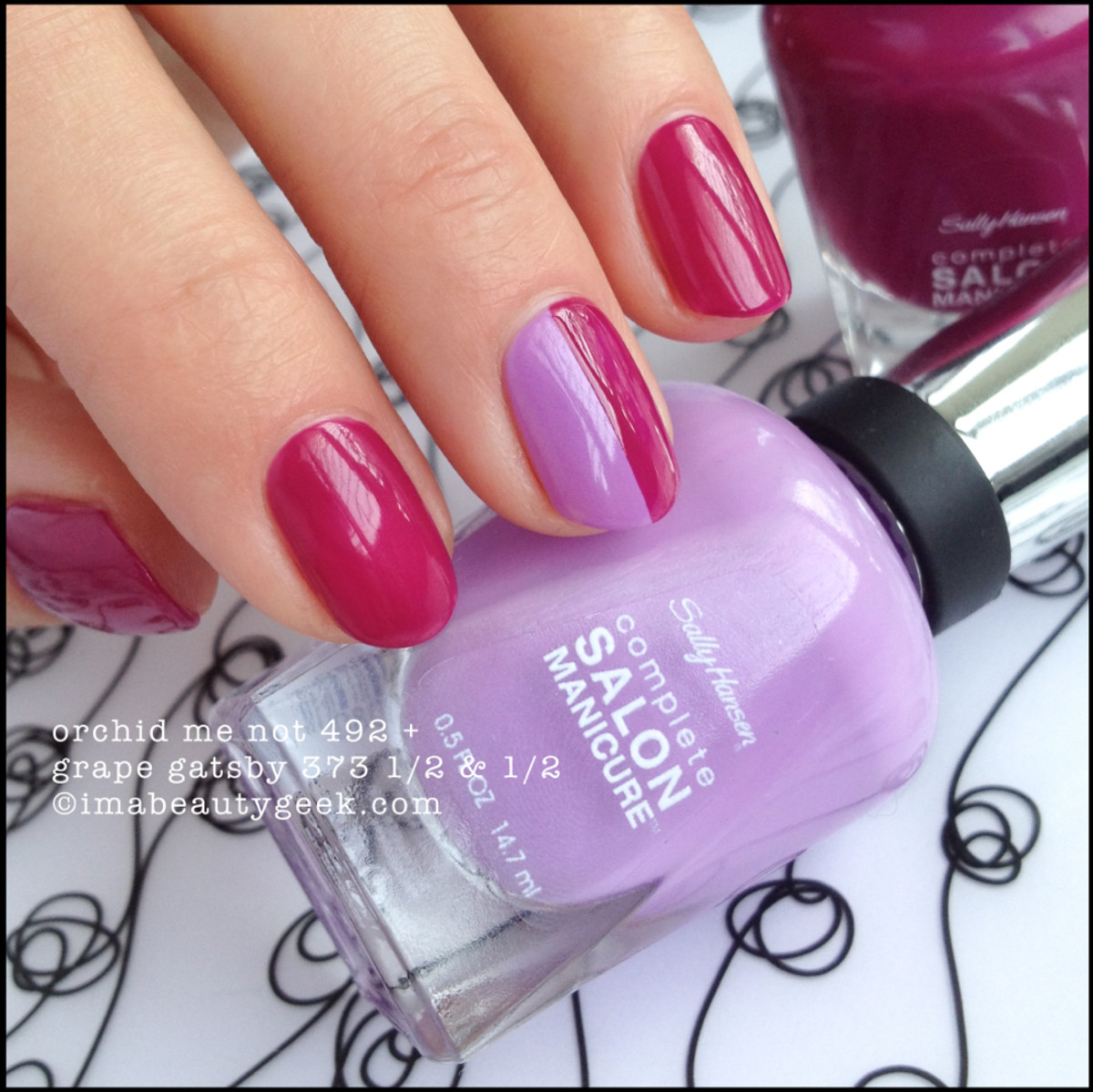 Tone-and-tone negative-space mani with Sally Hansen