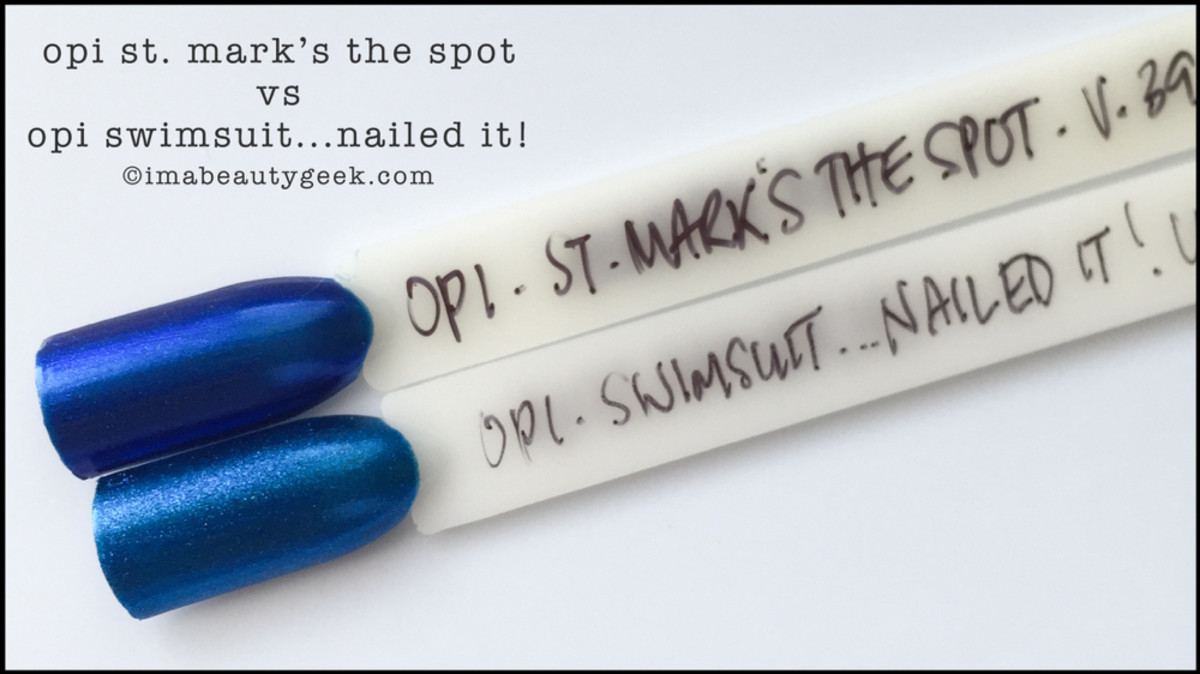 OPI St Marks the Spot vs OPI Swimsuit Nailed it Comparison Swatch