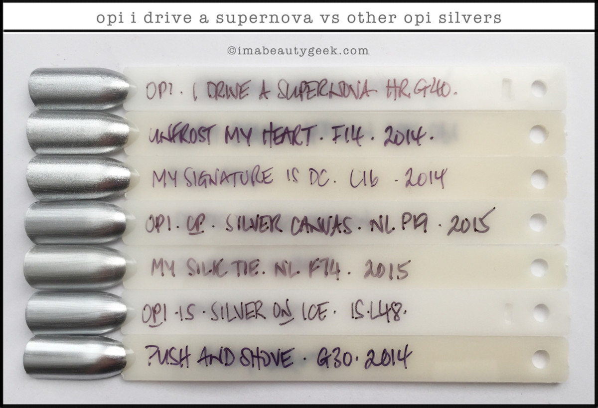 OPI I Drive a SuperNova Comparison Swatch Starlight Comparisons Beautygeeks