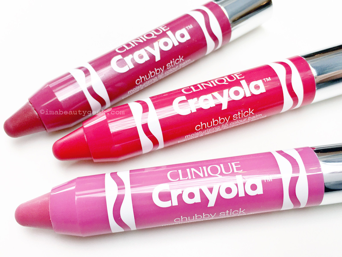 Clinique Crayola Chubby Stick Moisturizing Lip Colour Balm: Pink Sherbert, Wild Strawberry and Mauvelous