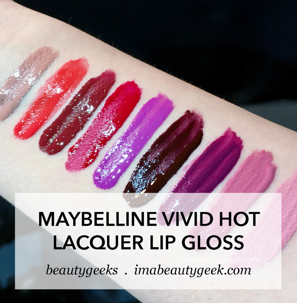 Maybelline Vivid Hot Lacquer Lip Gloss sneak-peek swatches!