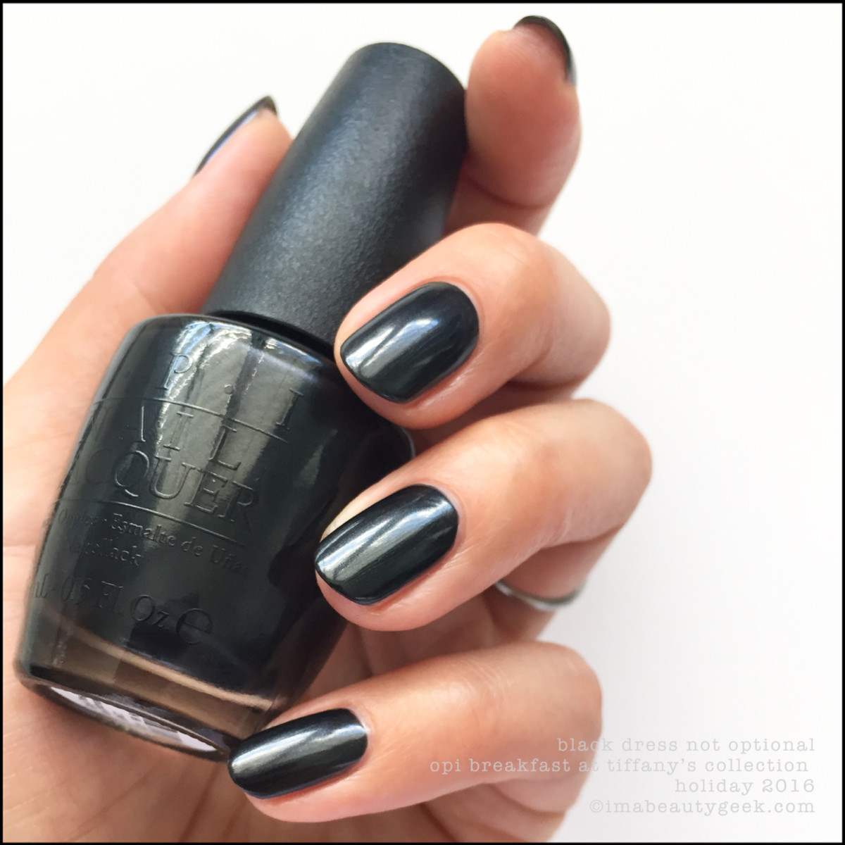 OPI Black Dress Not Optional_OPI Breakfast at Tiffanys Collection Swatches Review Holiday 2016