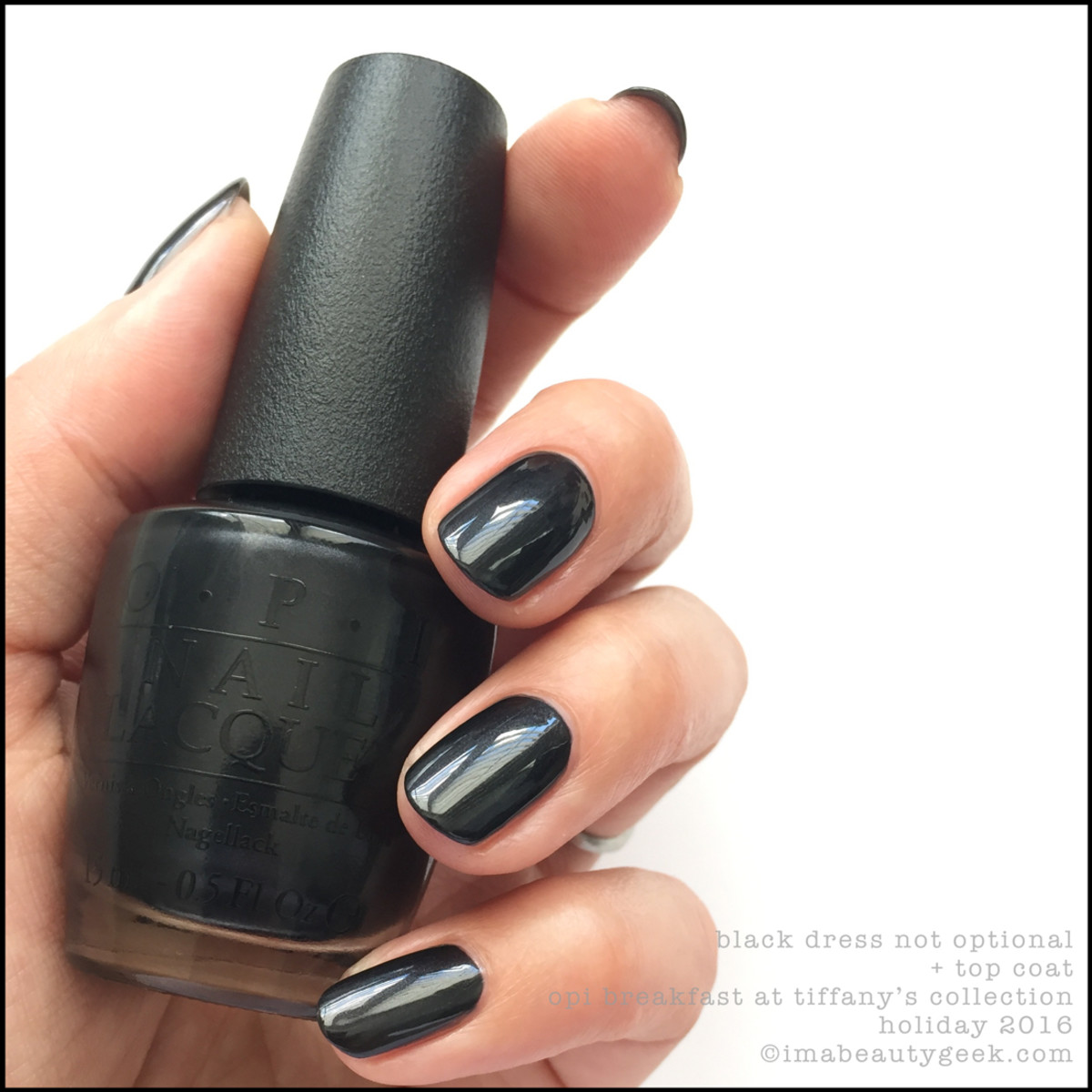 OPI Black Dress Not Optional w TC_OPI Breakfast at Tiffanys Collection Swatches Review Holiday 2016