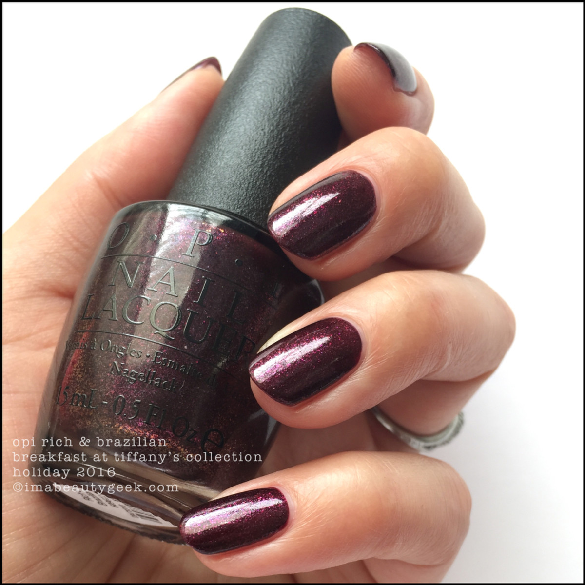 OPI Rich and Brazilian w Top_OPI Breakfast at Tiffanys Collection Swatches Review Holiday 2016