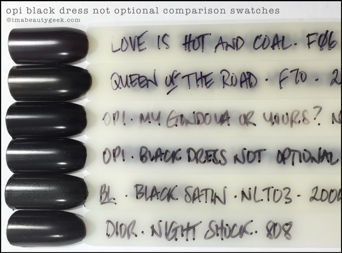 OPI Black Dress Not Optional Comparison Swatches Dupes_OPI Breakfast at Tiffanys Comparison Dupes